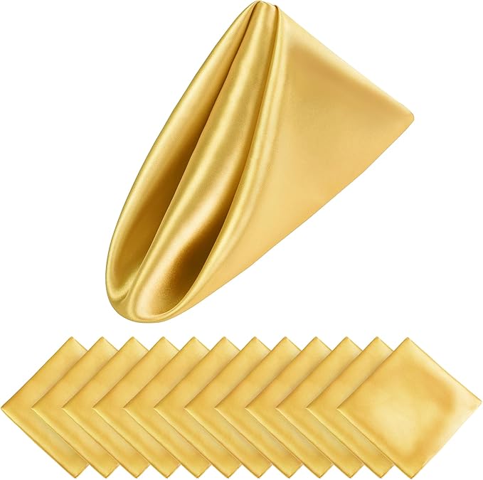 Aneco 12 Pieces Satin Napkin Square 20 x 20 Inches Dinner Napkins Weddings by Aneco