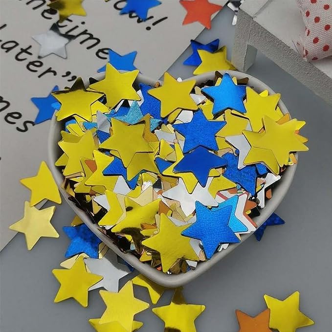 Yellow Blue Metallic Foil Star Confetti 0.78inch/2cm 8000Pcs Table Confetti - Image 4