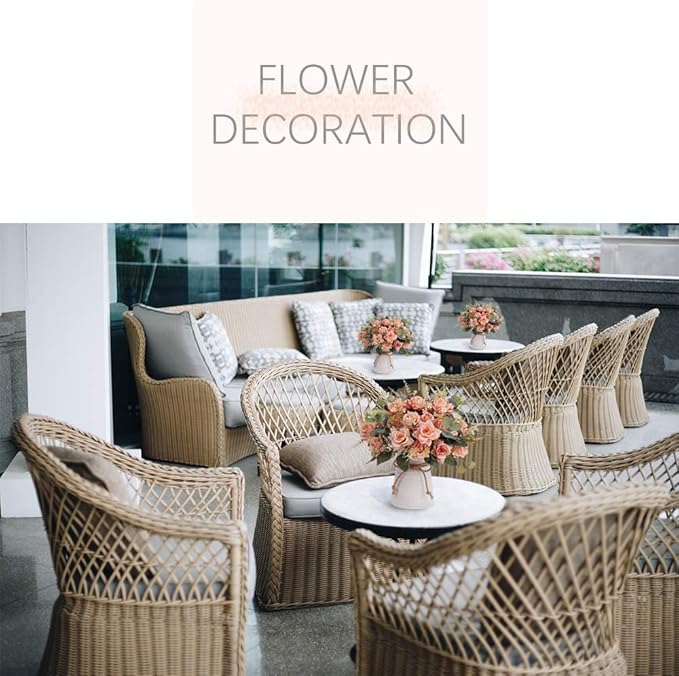 LESING Artificial Rose with Vase, Fake Silk Flowers Bouquets in Vase Table - Image 7