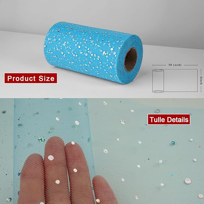 Glitter Tulle Rolls, 6” by 50 Yards Netting Fabric Tulle - Image 3
