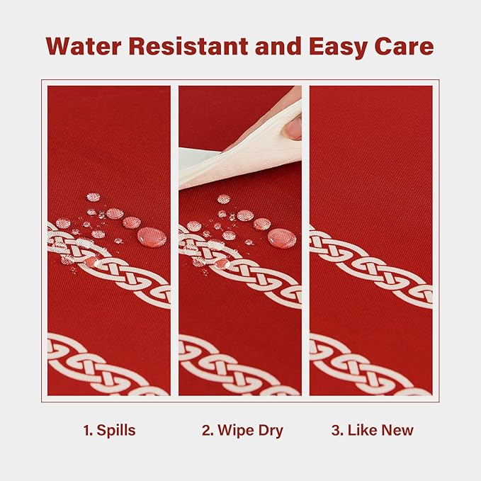 Celtic Knot Table Cloth Rectangle Table 57x118 Inches Waterproof Hot Red - Image 4