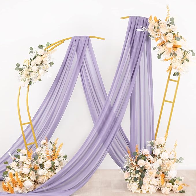 Socomi Wedding Arch Draping Fabric 1 Panel 29" x 19Ft Lavender Purple Sheer - Image 4