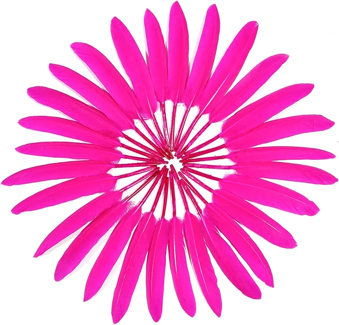 FeelfunFeather 120pcs Hot Pink Goose Cochettes Feather Natural Bulk 4-6 inch - Image 3