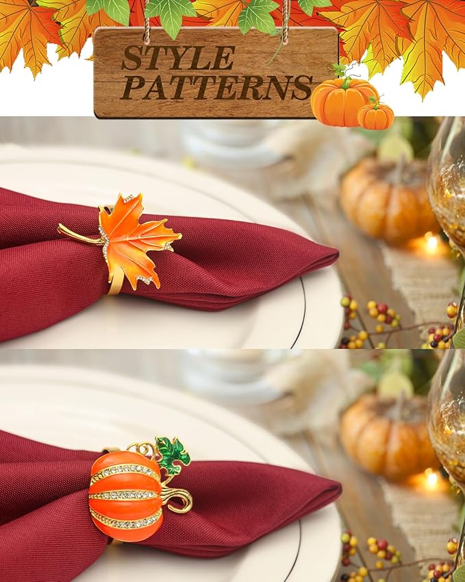 KPOSIYA Fall Napkins Rings, Fall Banquet, Holiday Dinner Party - Image 2