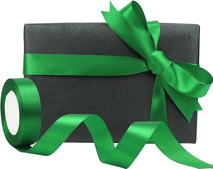 Green Solid Satin Ribbon 1 Inch 25 Yards Solid Polyester Fabric Ribbon - Image 5