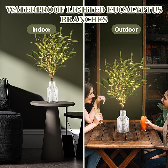 Olive Branches for Vases with Battery Operated Lights 33 Inches, 99LED Lighted - Image 6
