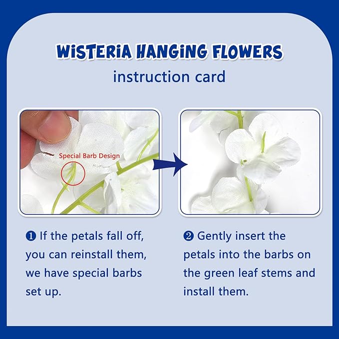 5 Pack Royal Blue Wisteria Hanging Flowers Garland, 3.77 Feet Artificial Flower - Image 3