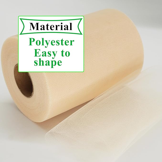 Beige Tulle Fabric Rolls 6 Inch by 100 Yards Fabric Spool Tulle Ribbon - Image 4