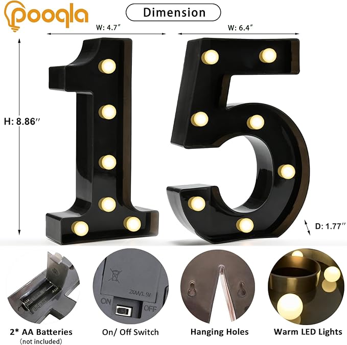 Pooqla Decorative Led Light Up Number Letters - Image 4
