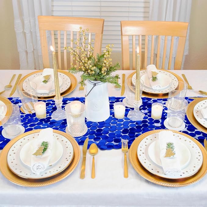 VHH Sequin Table Runner 12 x 108 inches Royal Blue Table Runner, Glitter Runner - Image 7