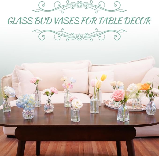 Bud Vases Set of 12, Iridescent Glass Vase - Image 5