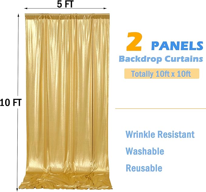 10ft x 10ft Gold Sequin Backdrop Curtain - Image 5