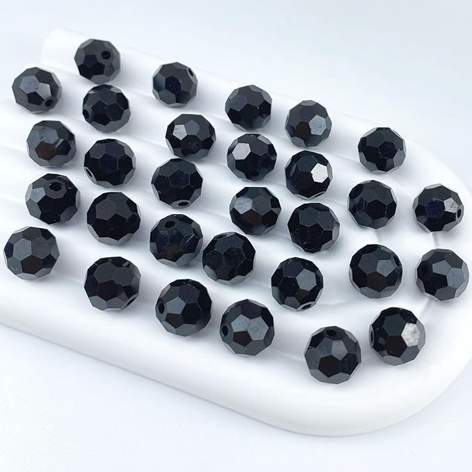 50 PCS 10mm Crystal Glass Beads Round Multiple Faceted Loose Spacer Glass Beads by Tingoons