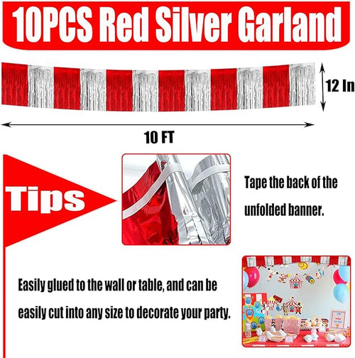 10 Pack 10 Feet Foil Fringe Garland Metallic Tinsel Streamers Banner Wall - Image 2
