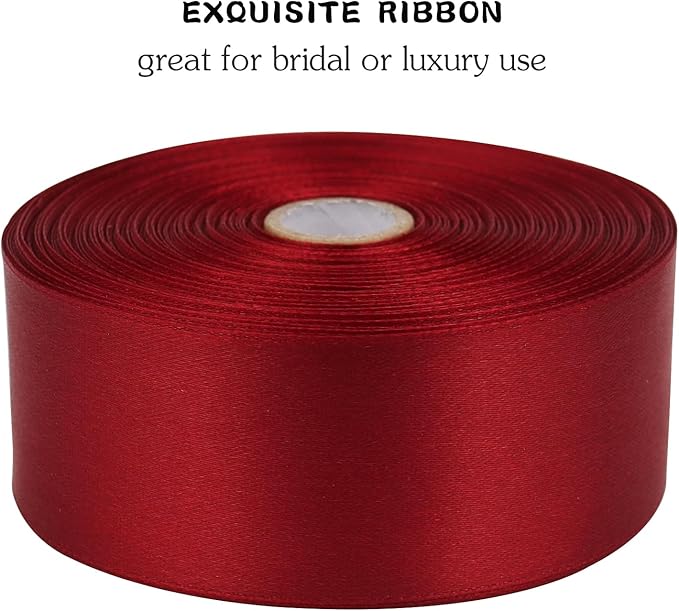 Deep red Solid Satin Ribbon 1-1/2 Inch 50 Yards Solid Polyester Fabric Ribbon - Image 6