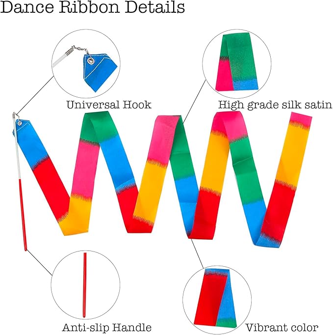 20Pack Rainbow Ribbon Streamers, Dance Ribbon Streamers Wands - Image 3