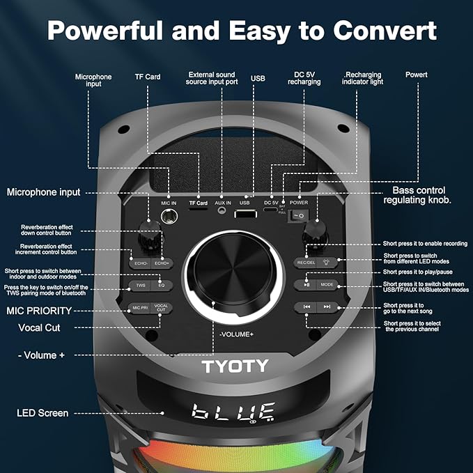 Portable Bluetooth Speaker 100W Big Powerful Wireless Boombox TWS Pairing Loud - Image 6