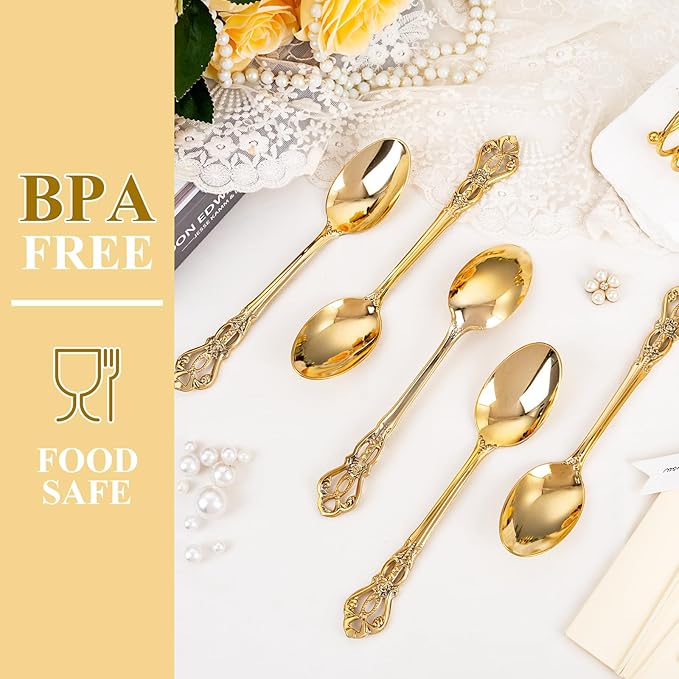 75PCS Gold Plastic Spoons - Image 6