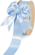 LaRibbons 1 Inch 25 Yard Double Faced Satin Ribbon, Light Blue Satin Craft by LaRibbons