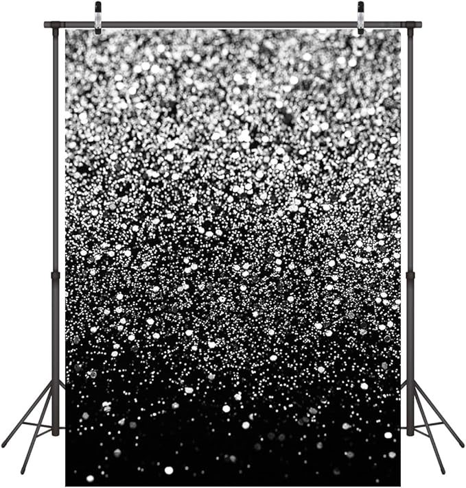 WOLADA Black and Silver Backdrop Silver Glitter Backdrop - Image 2