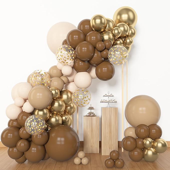 Amandir 153pcs Brown Balloon Garland Arch Kit, Different Sizes 18 12 10 5 inch - Image 4