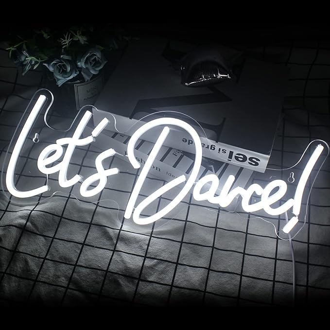 Let's Danced Neon Signs Let's Dance Neon Light Up Sign White Led Word Light - Image 3