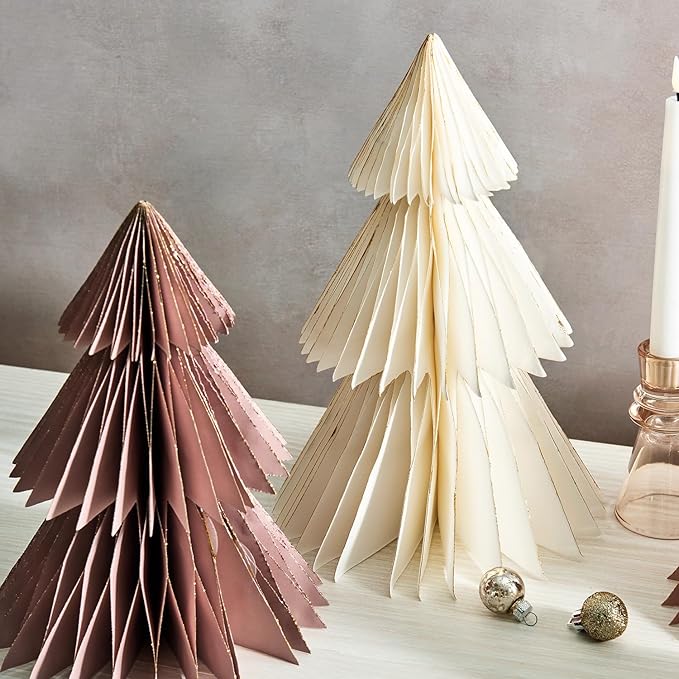 LampLust Pink Tree, 2 Pack Honeycomb Decorations, 6 & 8 Inch Paper Trees - Image 9
