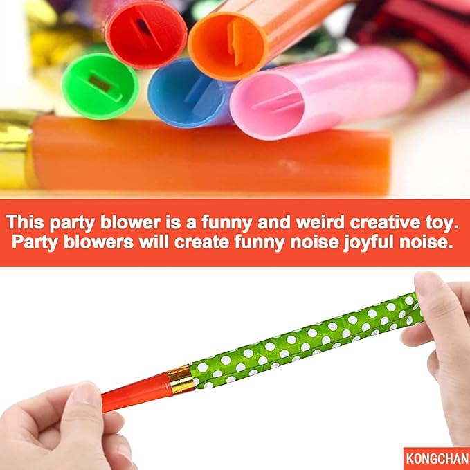 25pcs Party Blowers, Colourful Noisemakers Party Blowouts Squawkers Fringed - Image 5