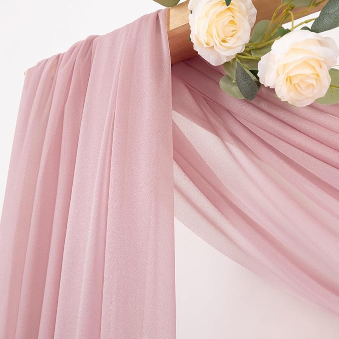 MLMC Dusty Rose Wedding Arch Draping Fabric 4 Panels 29" x 20 FT Extra Long - Image 2