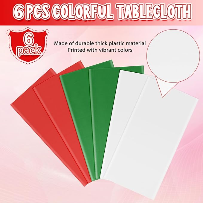 MASHAN 6 Pack Christmas Tablecloth Bulk, Rectangle Italy Theme Table Covers - Image 4