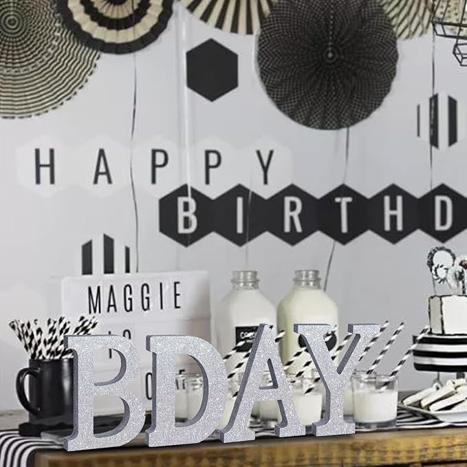 TONIFUL 8 Inch Silver Glitter Letter Y Table Centerpiece A-Z Silver Birthday - Image 5