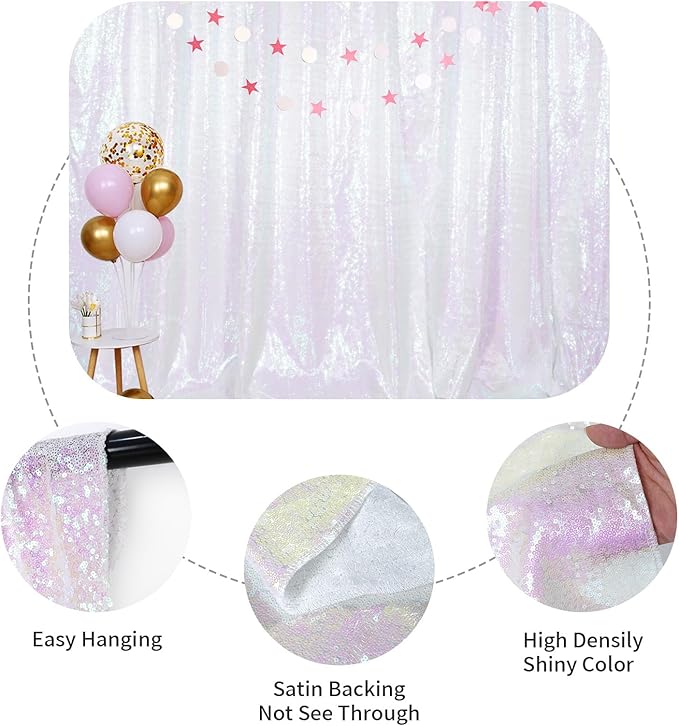 SquarePie Sequin Backdrop Non-Transparent Background Sparkly Curtain - Image 5