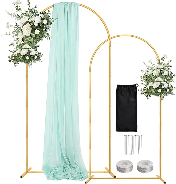 Wedding Arch Backdrop Stand 7.2FT, 6FT Set of 2 by WellSign