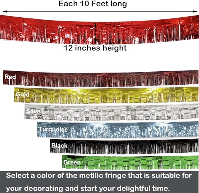 4 Pack Total 40 Feet Foil Fringe Garland Metallic Wall Hanging Drapes Tassel - Image 7