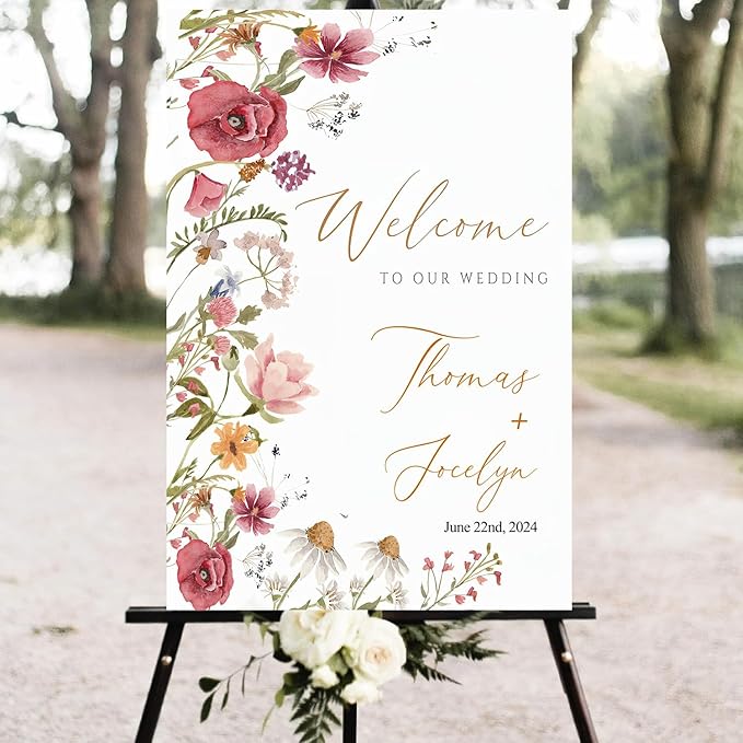 Wildflower Floral Spring Wedding Welcome Signs, Welcome Sign Wedding, - Image 4