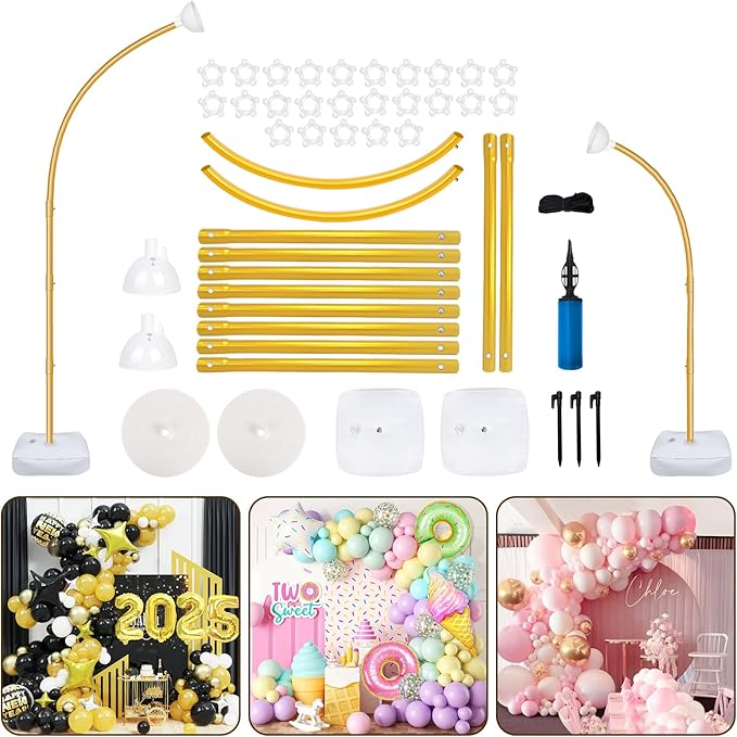 AerWo Balloon Arch Kit 8.2ft+6ft, Free Bending Top Curve Balloon Arch Frame by AerWo