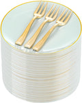 Festiva 200Pcs Pale Sage Green Gold Cake Plates 6.3" by Festiva