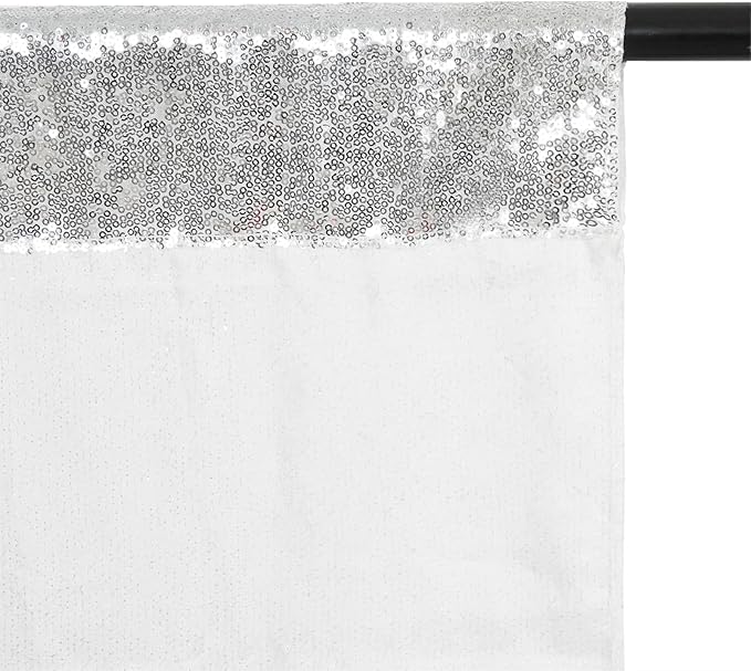 Poise3EHome 6Ft x 8Ft Silver Sequin Backdrop Curtain, Glitter Thick Satin - Image 9