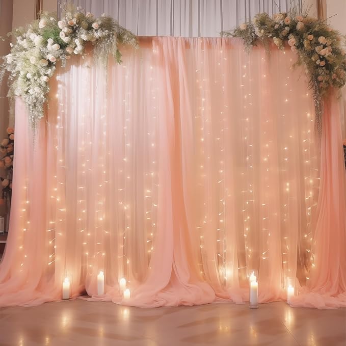 20×10ft Peach Tulle Backdrop Curtain - Image 7