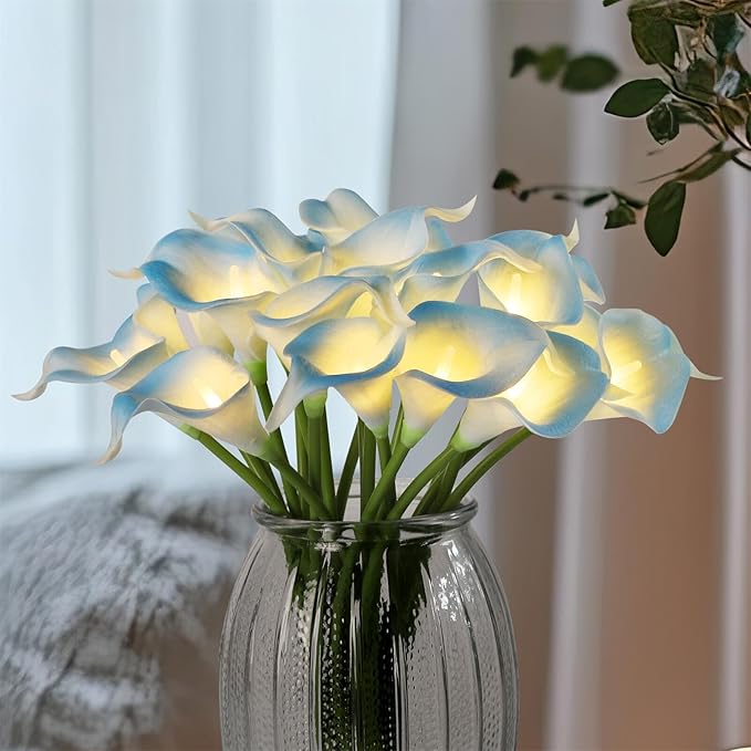 20pcs Artificial Calla Lily Bouquet Lamp Faux Floarl Night Light Real Touch - Image 4