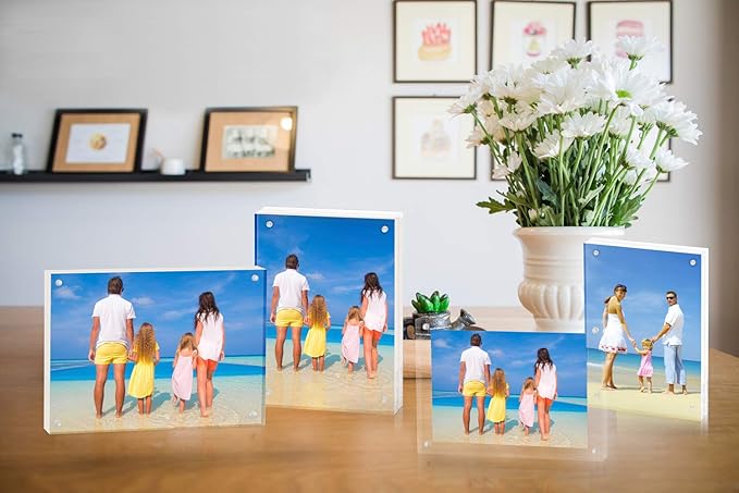 Meetu Acrylic Picture Frame 4x6 Tabletop Photo Frame Magnetic Double Sided - Image 4