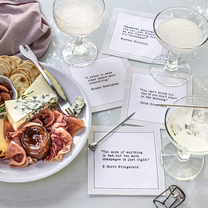 Five Star Funny White Cocktail Napkins, 50 Luxury Cotton Disposable Cocktail - Image 2