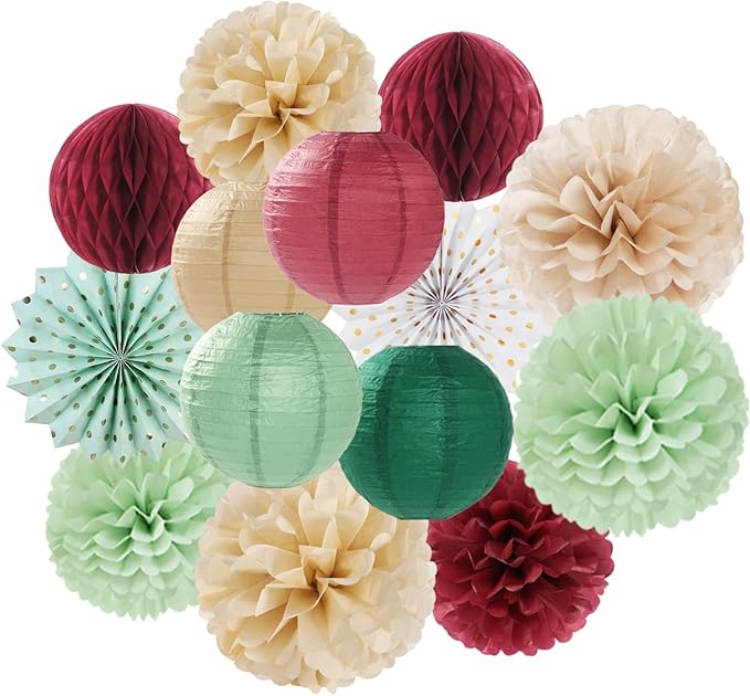 Sage-Olive Green Burgundy Champagne-Gold Party-Decorations by LastingSurprise