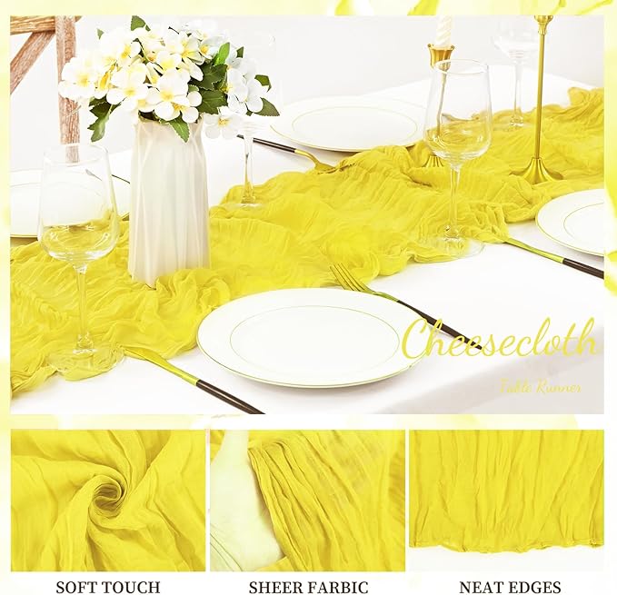 20 Pack Yellow Cheesecloth Table Runner 20 x 120 Inch Long Rustic Gauze Cheese - Image 3