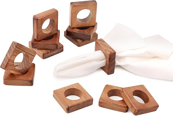 Wooden Napkin Rings Set of 12 Fall Decor - Image 5