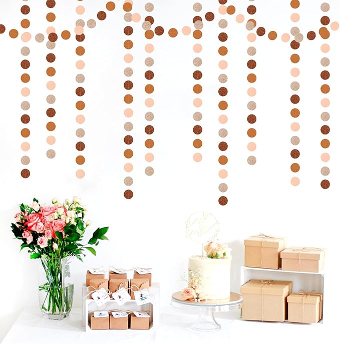 Boho Brown Rose-Gold Party-Decorations Streamers-Garland - 52ft Fall Birthday - Image 5