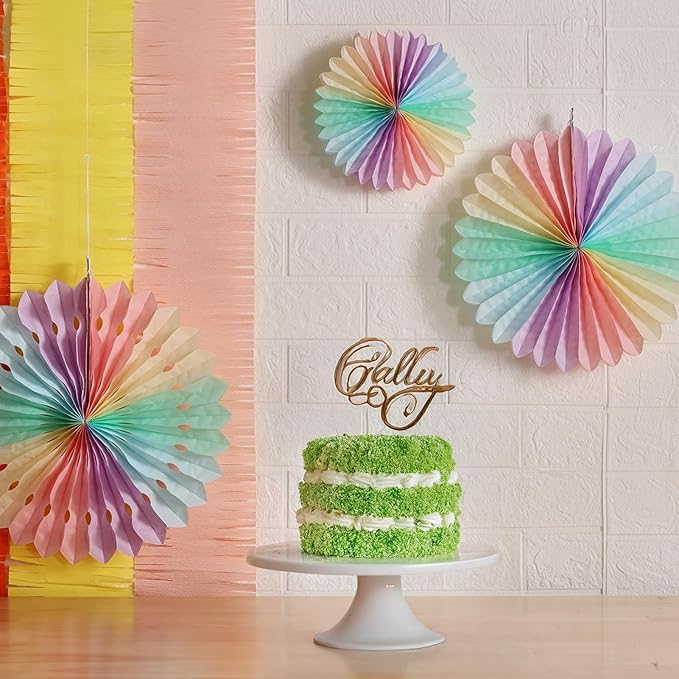 SUNBEAUTY Paper Fan, Pastel Flowers, Decor - Image 3