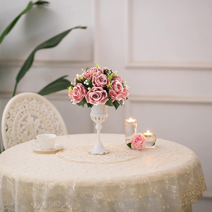BLOSMON Dusty Pink Flowers Decoration: 6 Pcs Artificial Roses Flowers Balls - Image 6