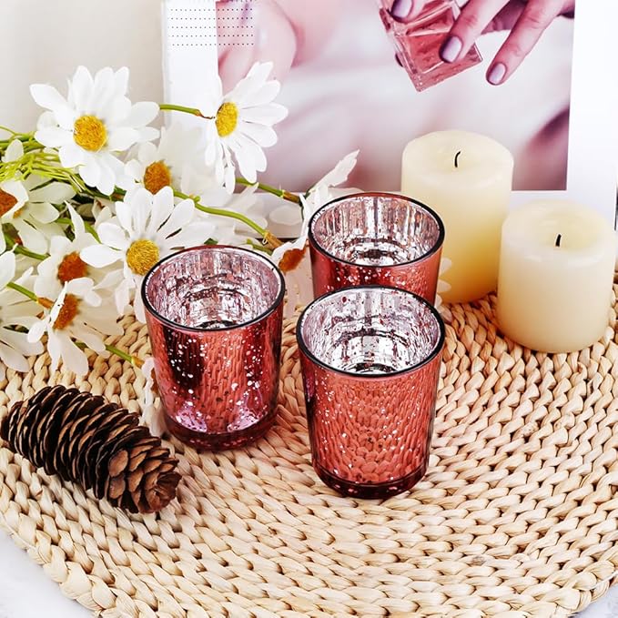 Pink Mercury Glass Tea Light Holders Set of 36 - Image 3