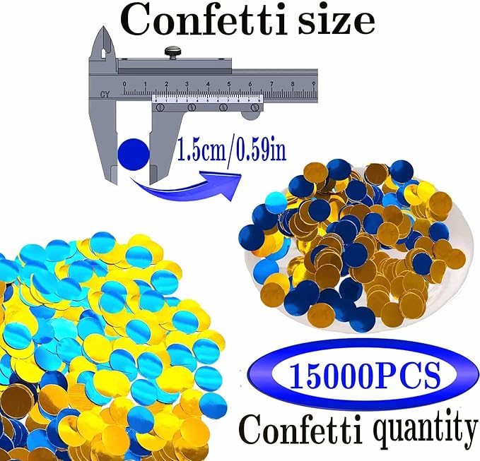 Gold and Blue Round Foil Confetti Beautiful Metallic Table Confetti - Image 3